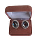 Oval Grey Centre With Crystal Clip On Earrings