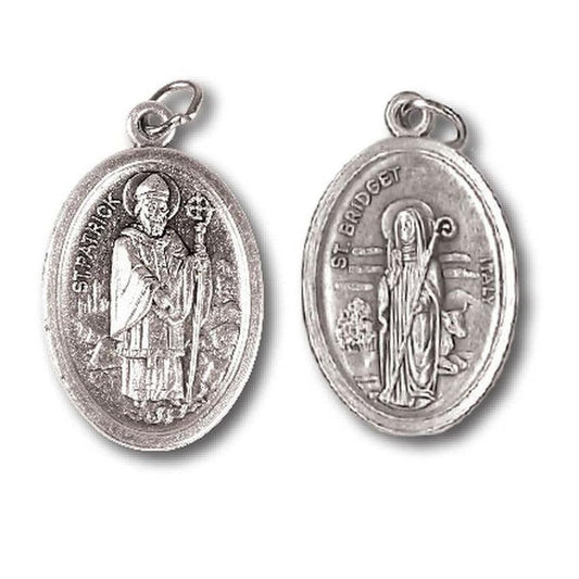 Oxidised St Patrick And St Bridget Holy Medal