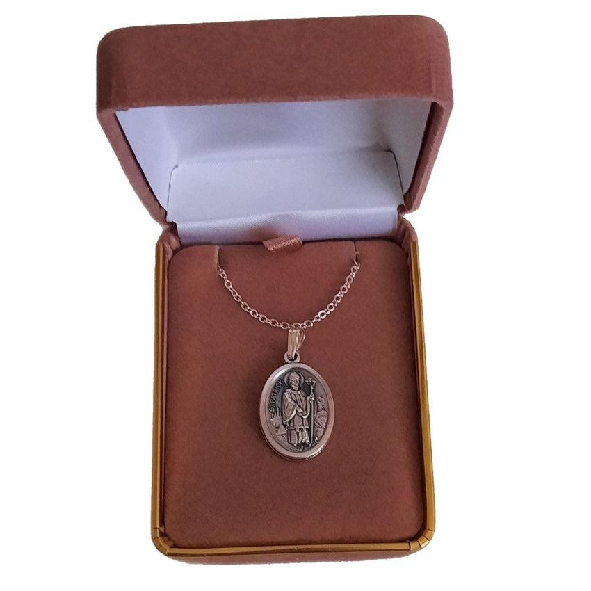 Oxidised St Patrick And St Bridget Holy Medal
