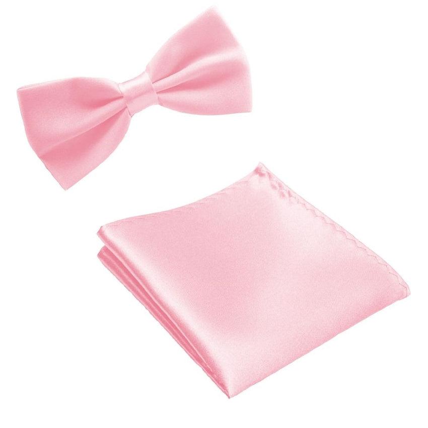 Pale Baby Pink Dickie Bow Tie And Matching Hanky Set