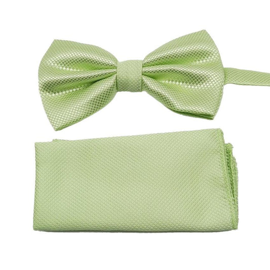 Pale Lime Green Hanky And Bow Tie Set