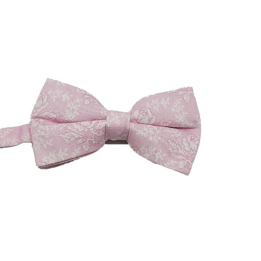 Pale Pink With White Flowers Bow Tie