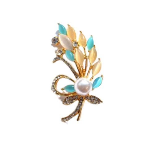 Pastel Diamante And Pearl Flower Brooch