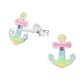 Pastel Anchor Sterling Silver Earrings