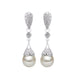 Pave Set Stem Freshwater Pearl Earrings
