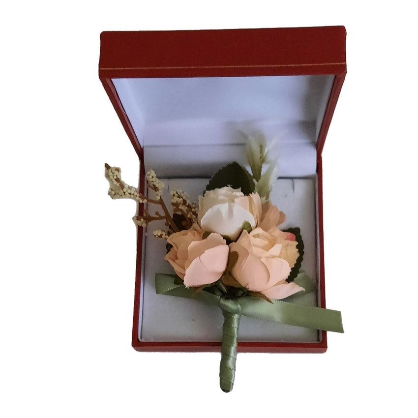 Peach Flower Bouquet Buttonhole