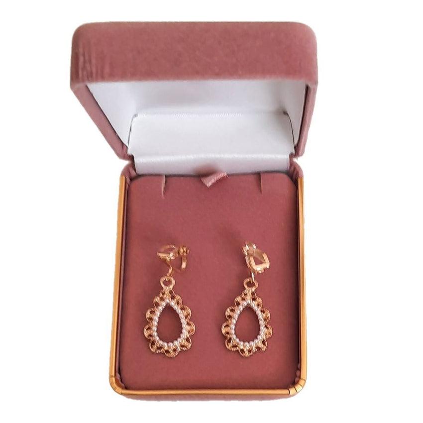 Pearl And Gold Open Clip On Earrings