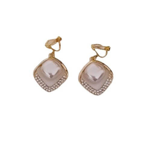 Pearl Centre Diamante Edge Clip On Earrings