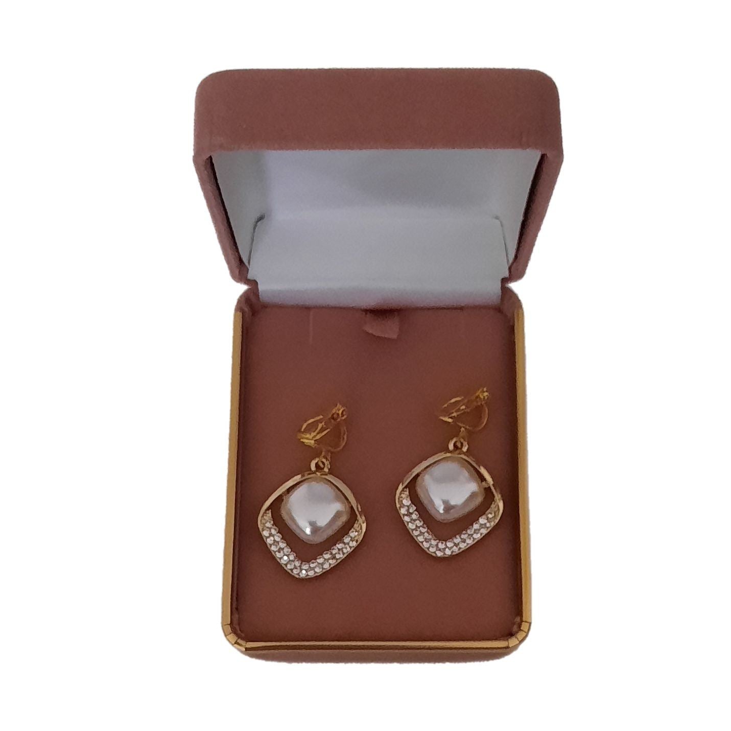 Pearl Centre Diamante Edge Clip On Earrings(2)
