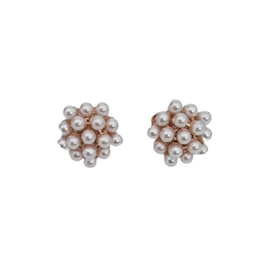Pearl Cluster Clip On Earrings