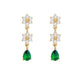 Pearl Flower Green Stone Clip On Earrings