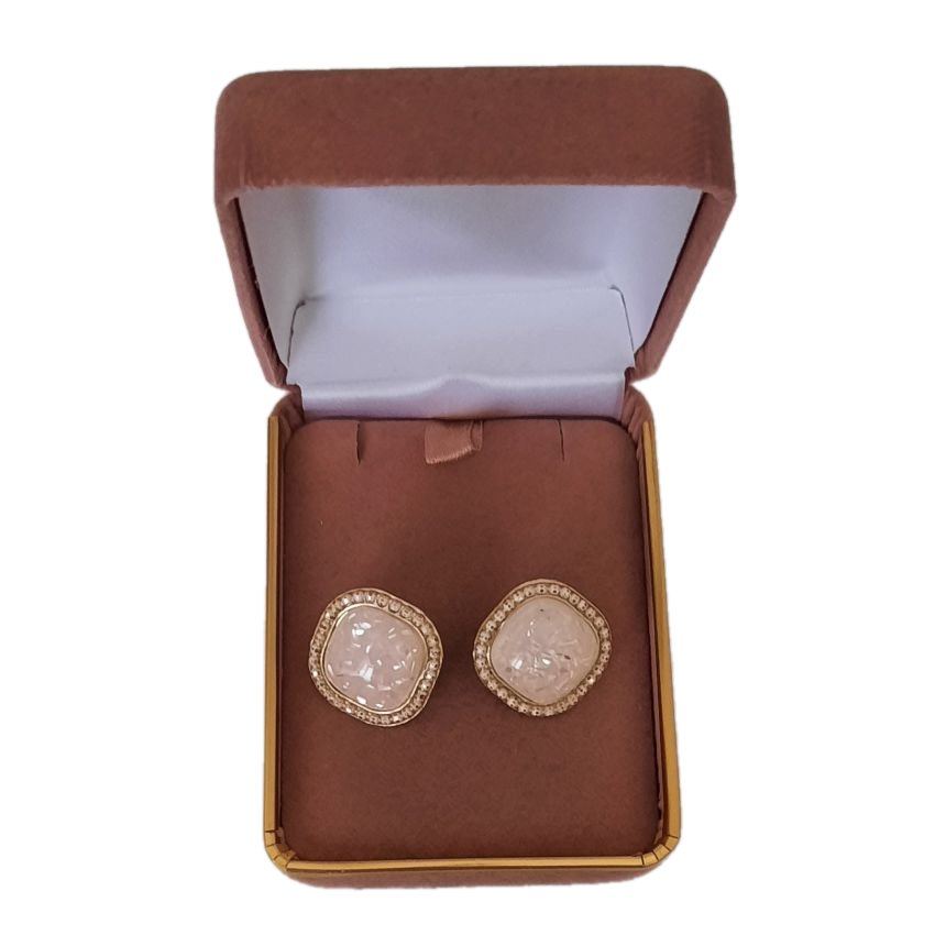 Pearl Opal Square Clip On Earrings(2)