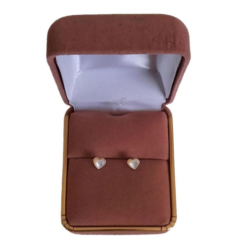 Pearl Shell Heart Sterling Silver Earrings