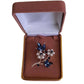 Pearl And Blue Stone Stone Flower Brooch