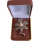 Pearl Centre Open Flower Brooch With Diamante Petals