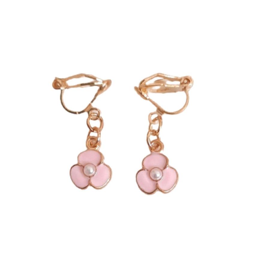 Pearl Centre Small Pink Flower Clip On Earrings