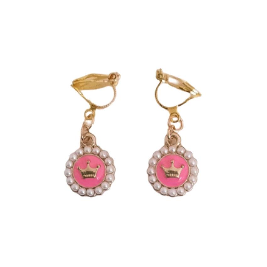 Pearl Crown Clip On Earrings