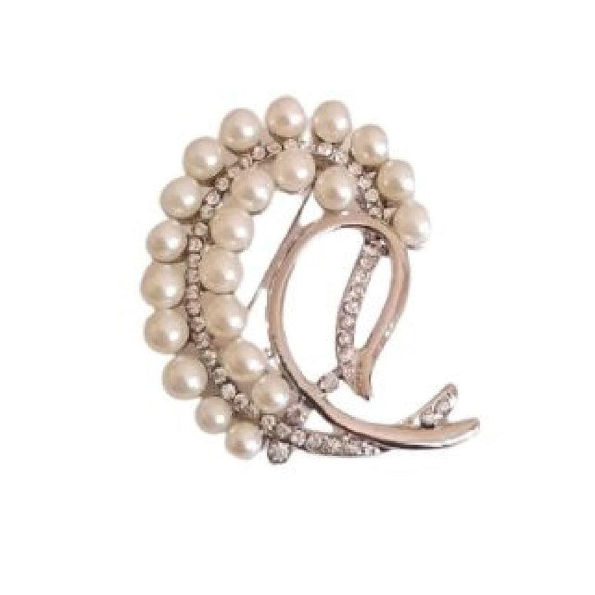 Pearl Set Curved Ladies Brooch