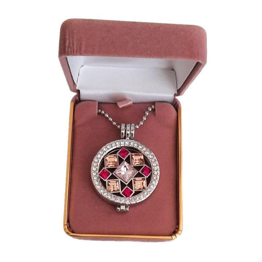 Pink And Peach Stone Coin Necklace