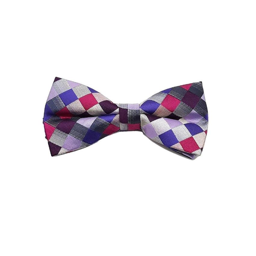 Pink And Purple Harlequin Design Bow Tie