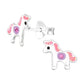 Pink CZ Horse Sterling Silver Earrings