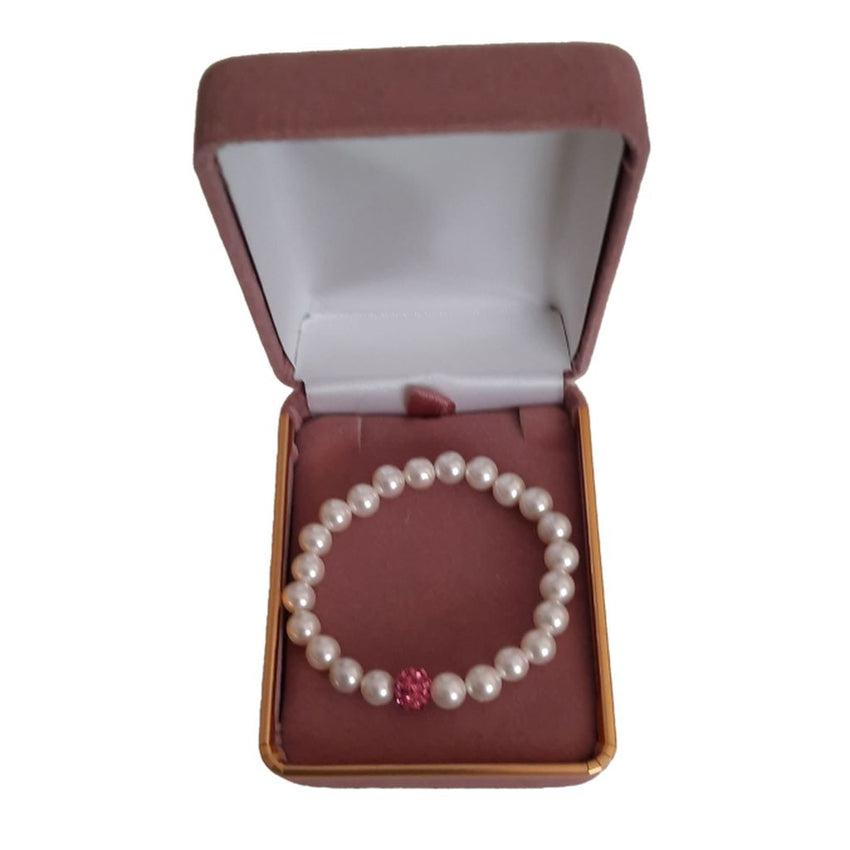 Pink Shamballa Stone Pearl Bead Child's Bracelet