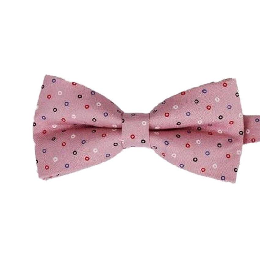 Pink With Circle Print Bow Tie