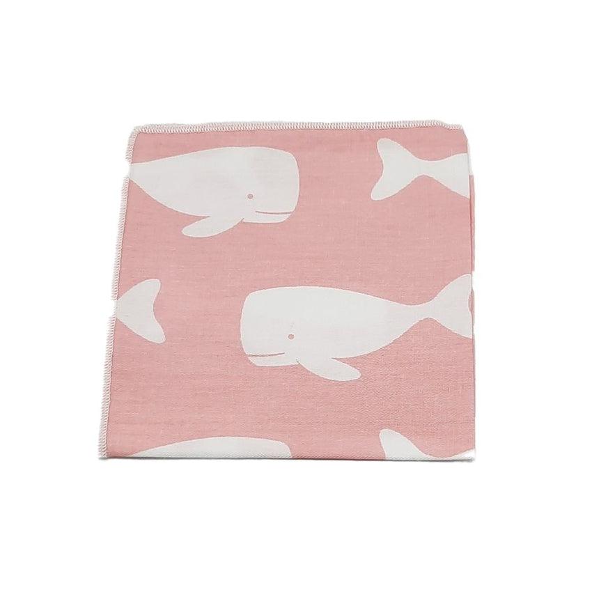 Pink With White Whale Pocket Square Hanky