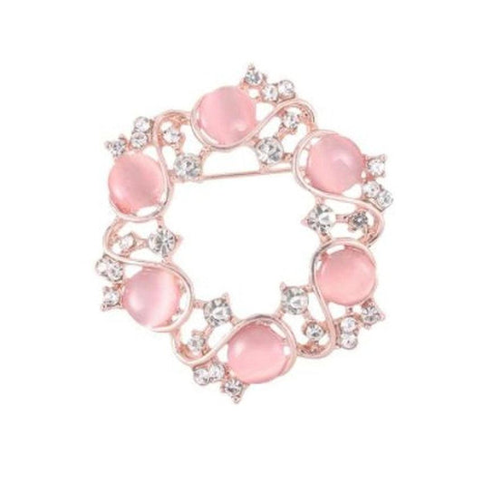 Pink And Crystal Woven Brooch