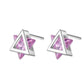 Pink CZ Triangle Silver Earrings