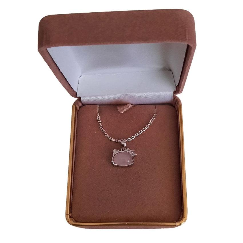 Pink Centre Kitty Necklace With a Hair Bow