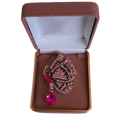 Pink Crystal Butterfly Brooch