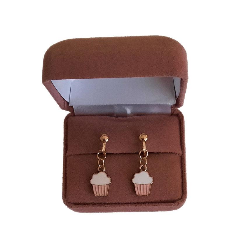 Pink Cupcake Clip On Earrings