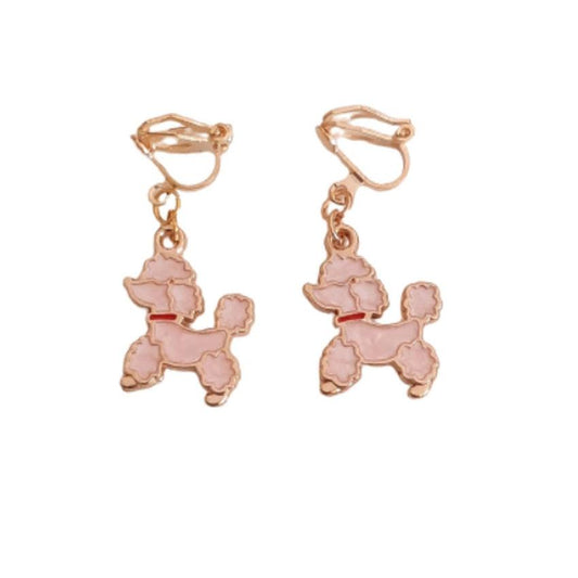 Pink Dog Clip On Earrings