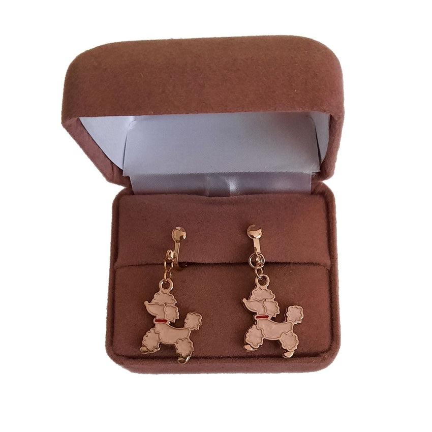 Pink Dog Clip On Earrings