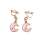 Pink Half Moon Clip On Earrings