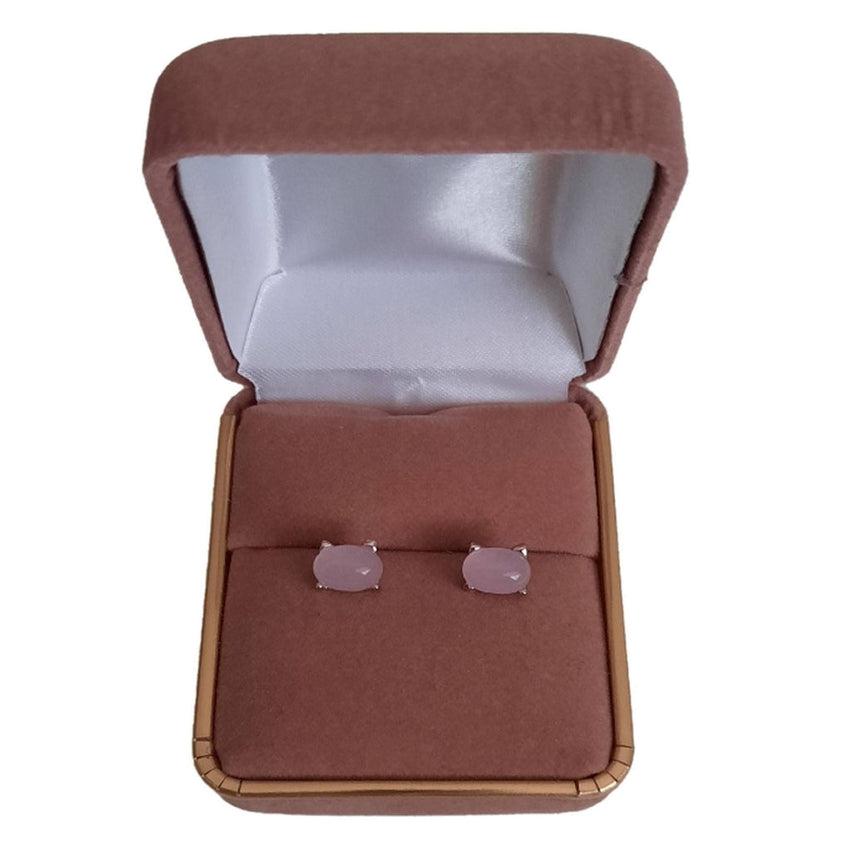 Pink Opal Cats Face Silver Earrings