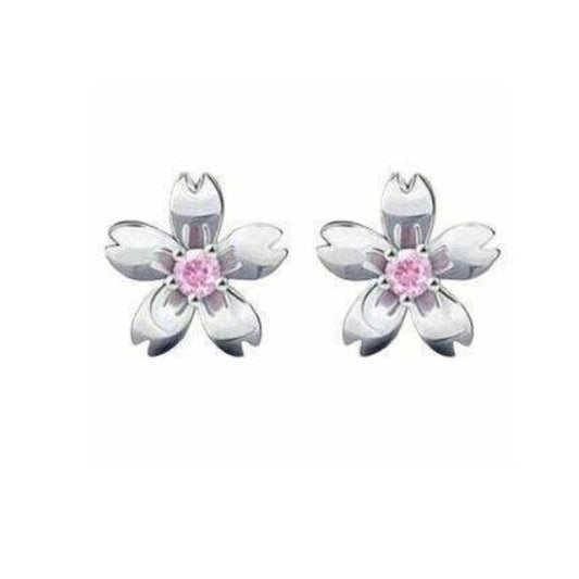 Pink Stone Centre Kids Flower Earrings
