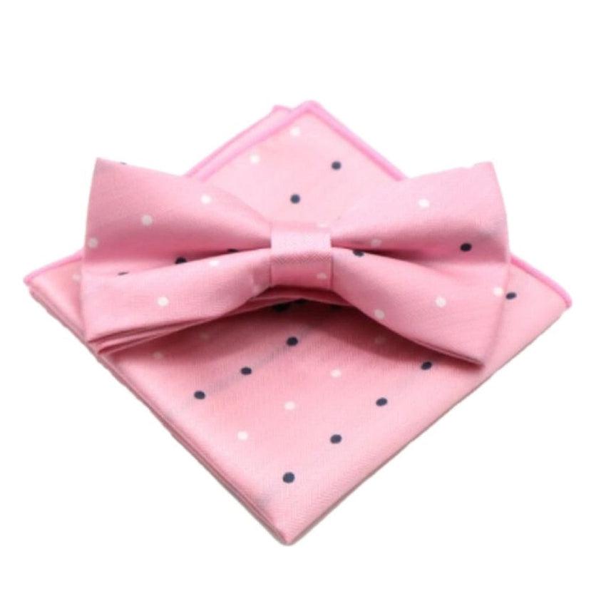 Pink With Black And White Dots Bow Tie Set