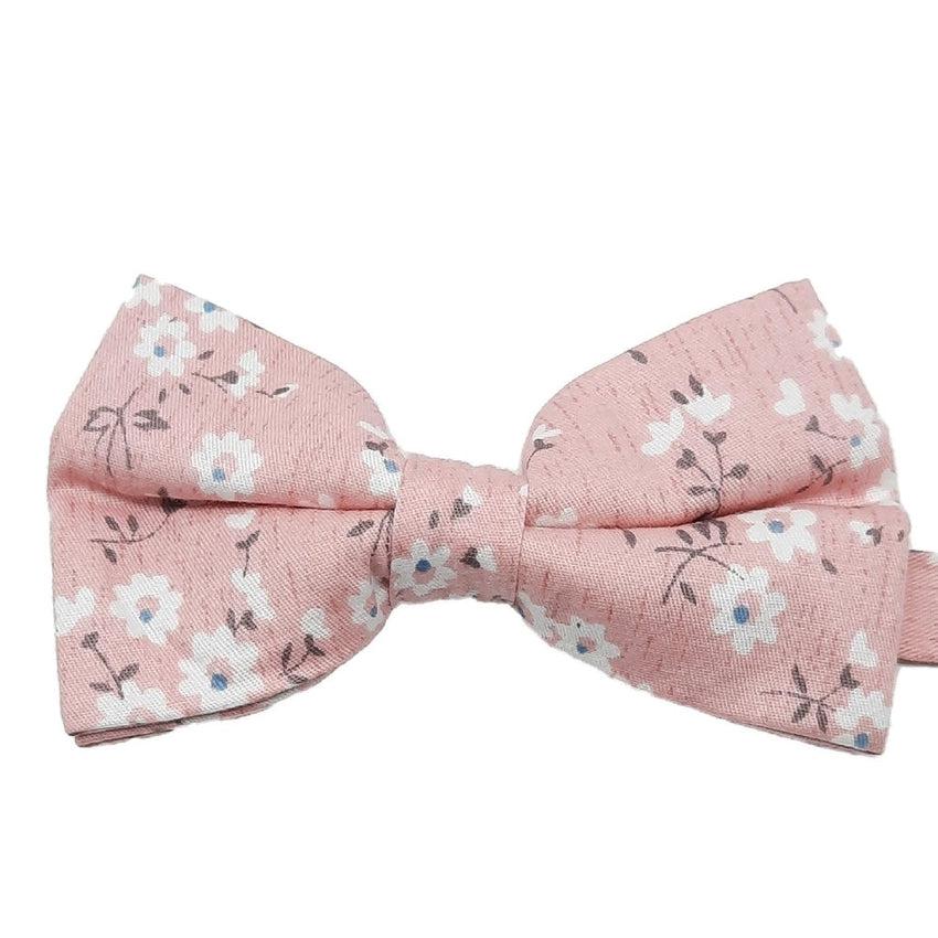 Pink With White Flowers Bow Tie