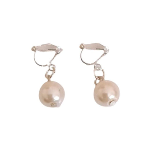 Plain 10mm Pearl Round Clip On Earrings