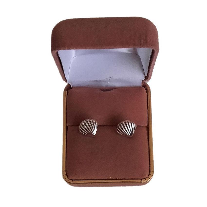 Plain Silver Clam Shell Earrings