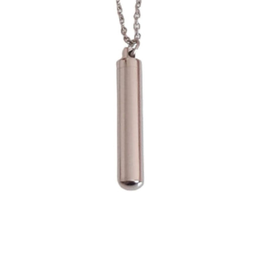 Plain Stainless Steel Long Cylinder Ashes Locket