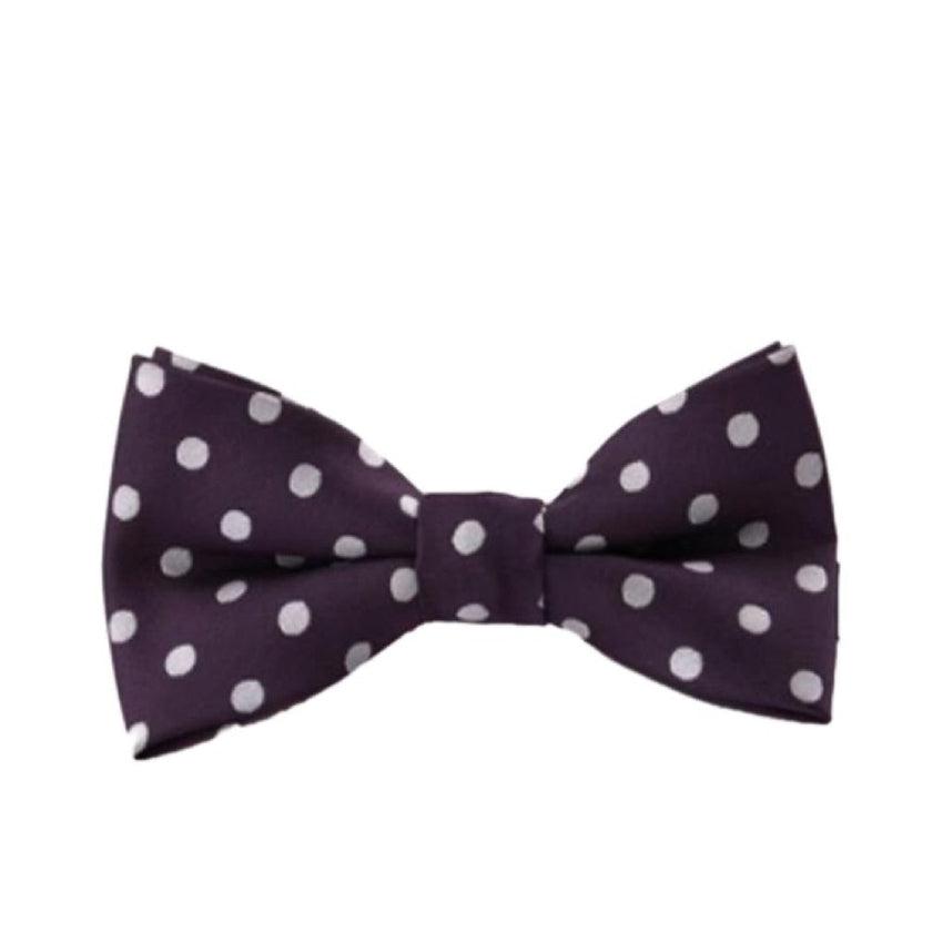Plum With White Spots Boys Adjustable Bow Tie