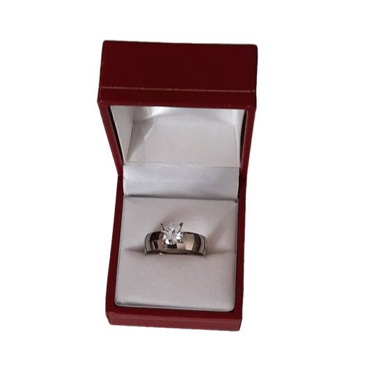 Polished Stainless Steel CZ Ring