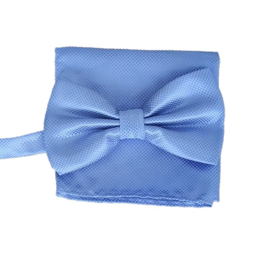 Powder Blue Dickie Bow And Matching Handkerchief Set