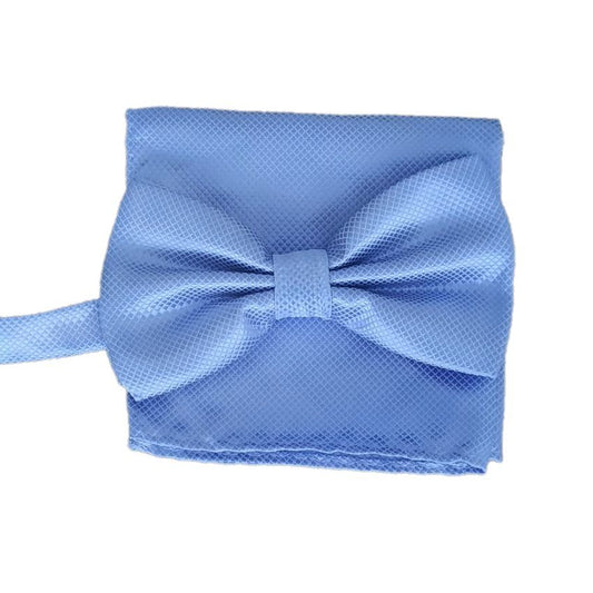Powder Blue Dickie Bow And Matching Handkerchief Set