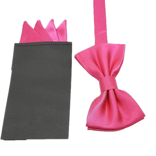 Pre Folded Dark Pink Pocket Adjustable Bow Tie Set