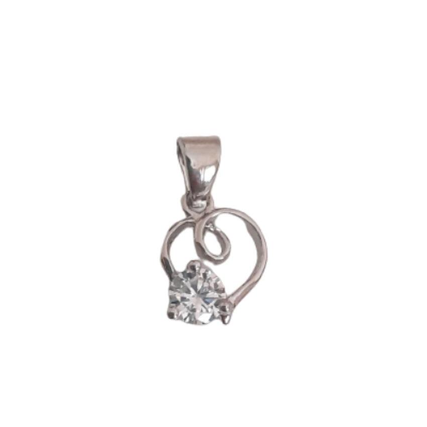 Pretty Cubic Zirconia Heart Centre Silver Necklace