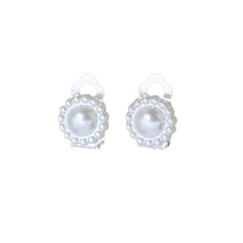 Pretty Pearl Flower Clip On Earrings